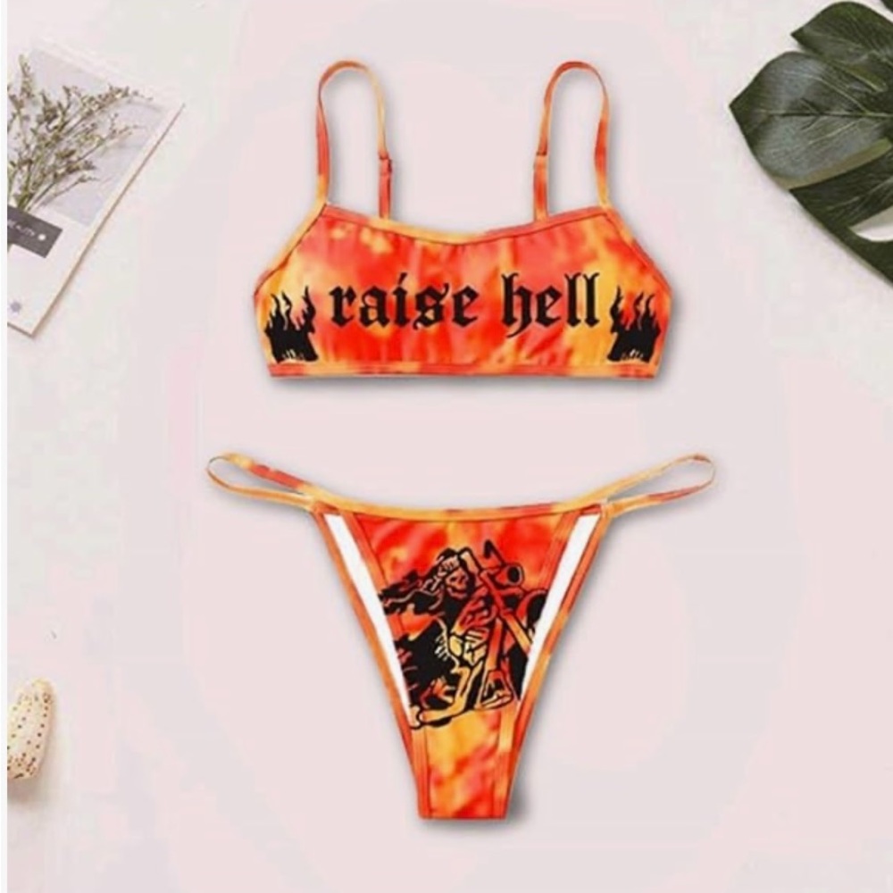 Orange Tie-Dye Bikini Set small